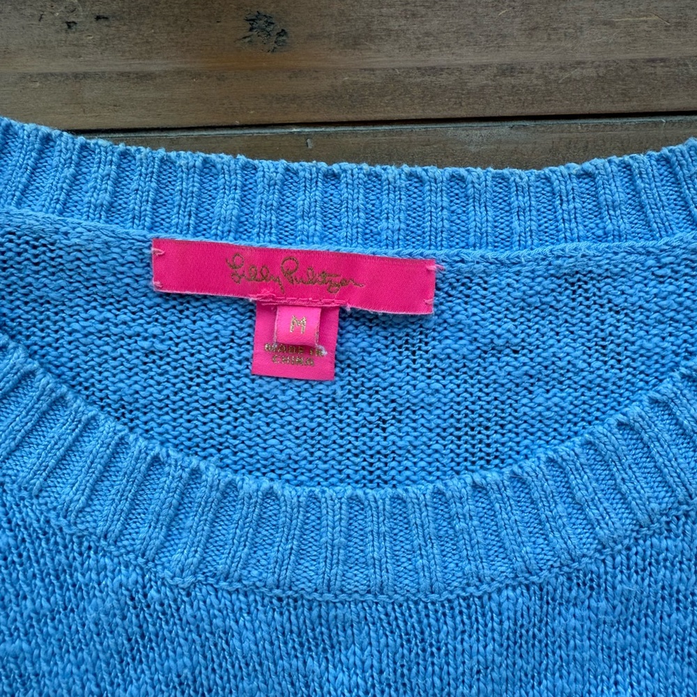 Lilly Pulitzer EUC Pippy Sweater Sun Sand Sea Intarsia Medium Coastal - Picture 6 of 9